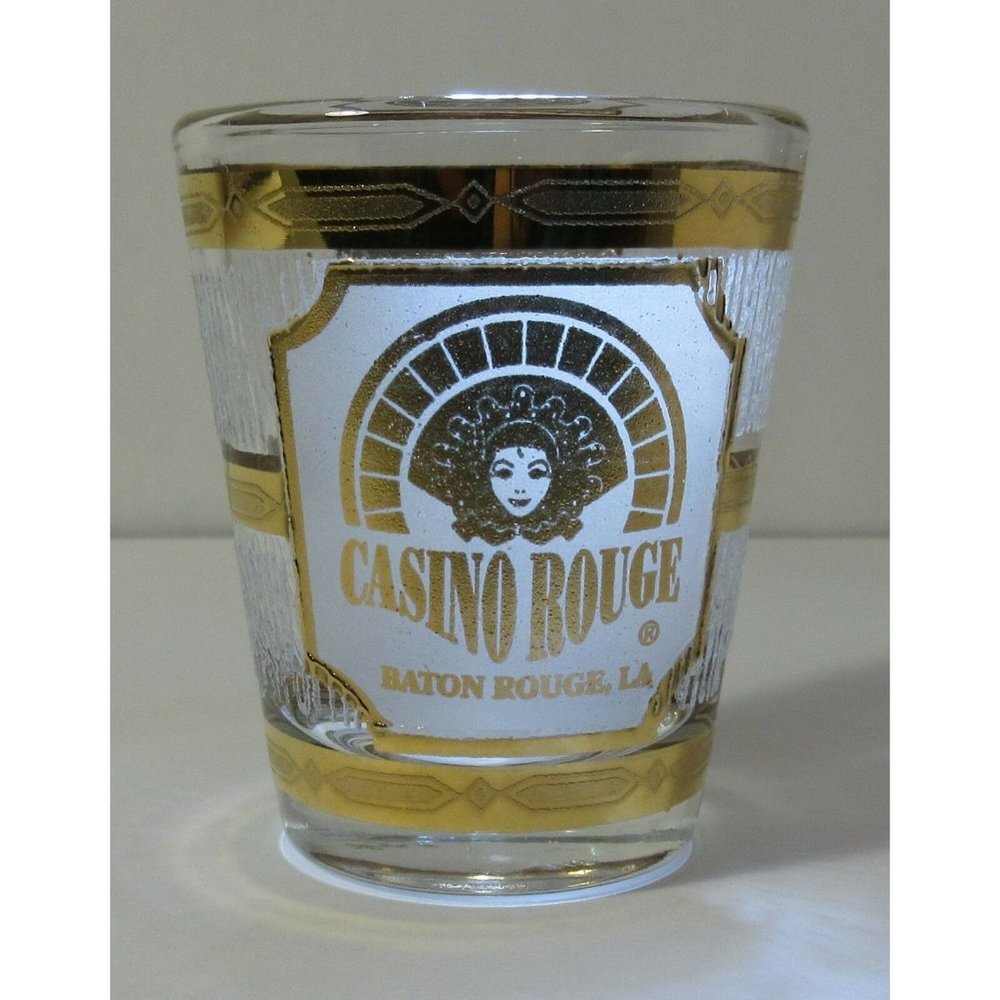 Culver 22k Gold Shot Glass Casino Rouge Baton Rouge LA Now Hollywood Casino Vtg